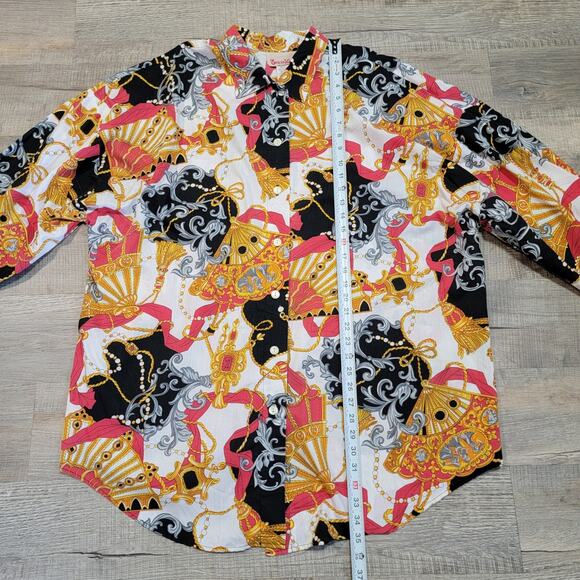 Erica Ltd Vintage Luxury AOP Button Up Plus Size 26W Long Tunic Length Poplin - Picture 4 of 5